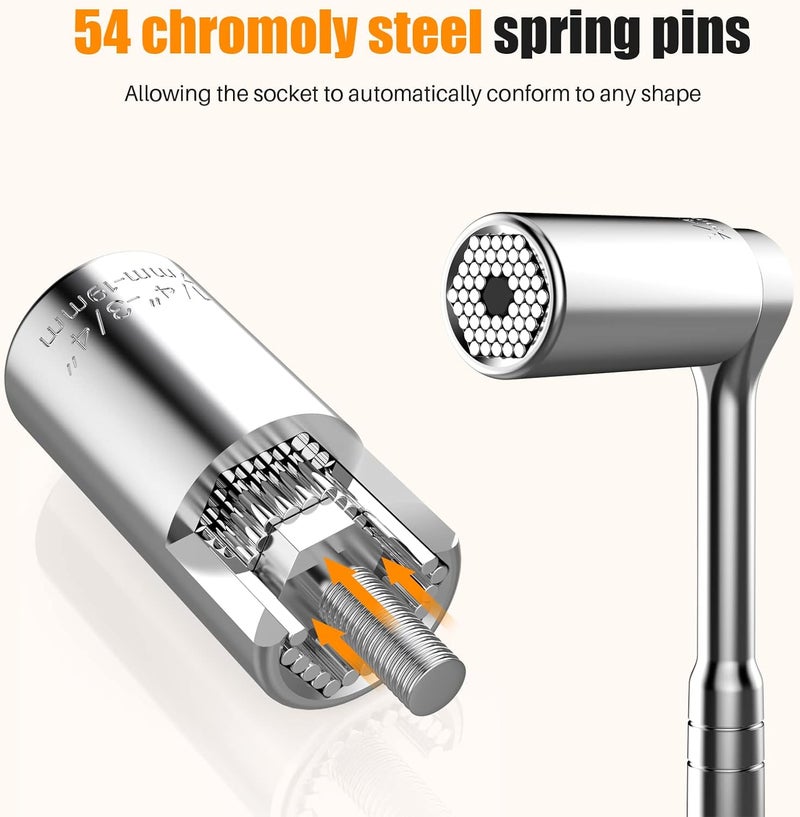 KUSONKEY Valentines Day Gifts for Him, Super Universal Socket Tools Gifts Stocking Stuffers for Men,Professional 7mm-19mm Tool Sets with Power Drill Adapter,Cool Gadgets for Him,Dad,Grandpa,Boyfriend - Image 2